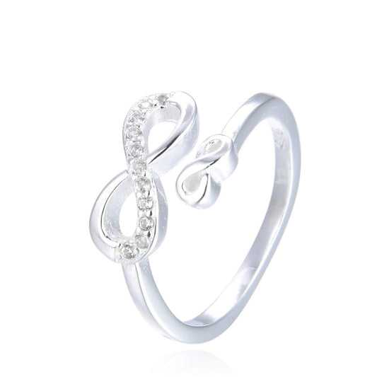 Anillo Ajustable de Infinitos con Detalles en Circones Blancos en Plata 925